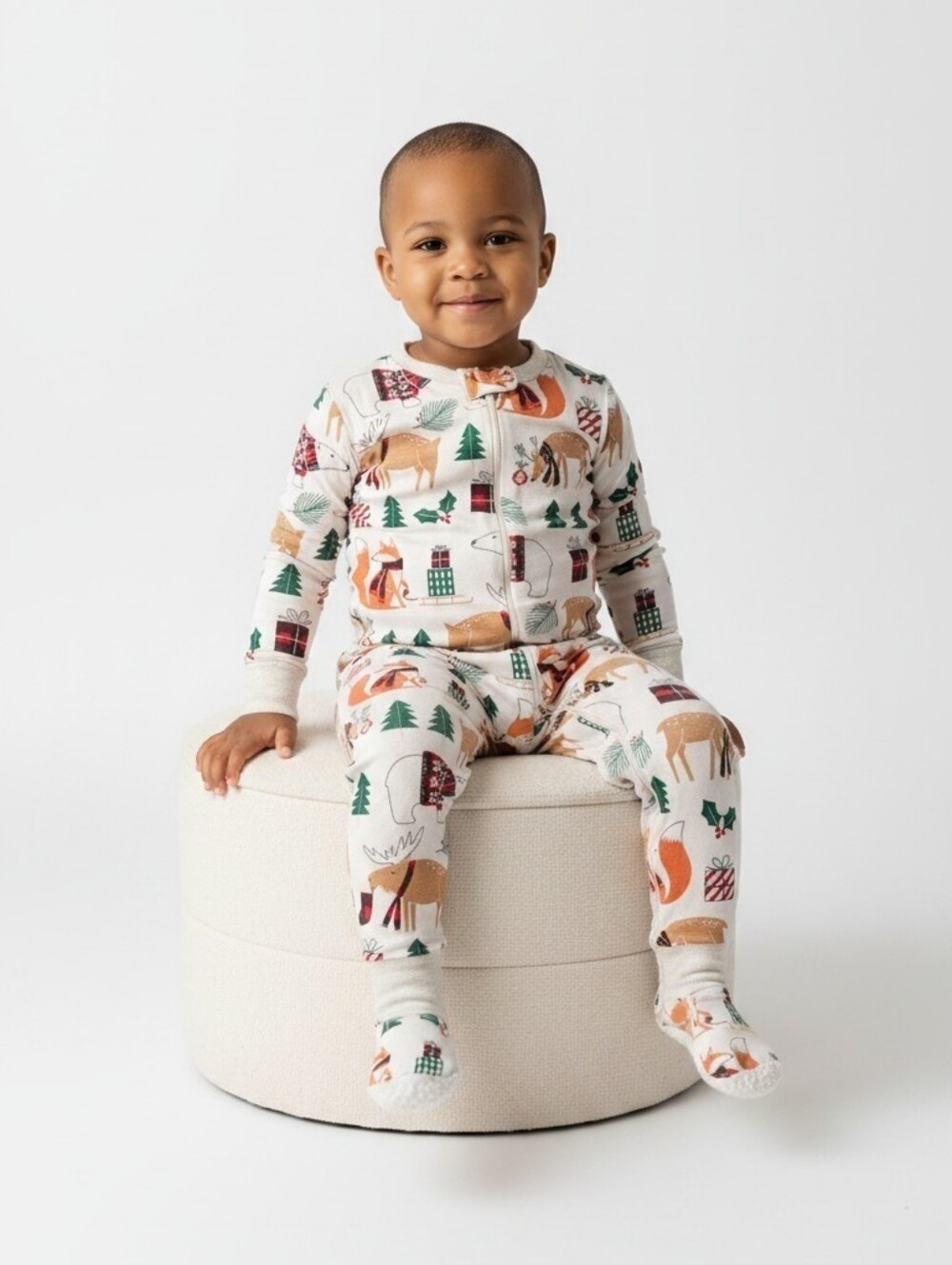 Children's Place Cream Holiday Forest Print Kids Pajama SetChil